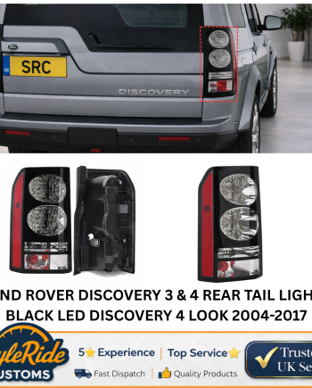 Land Rover Discovery 3 & 4 Rear LED Tail Lights Black Discovery 4 Style 2004–2017