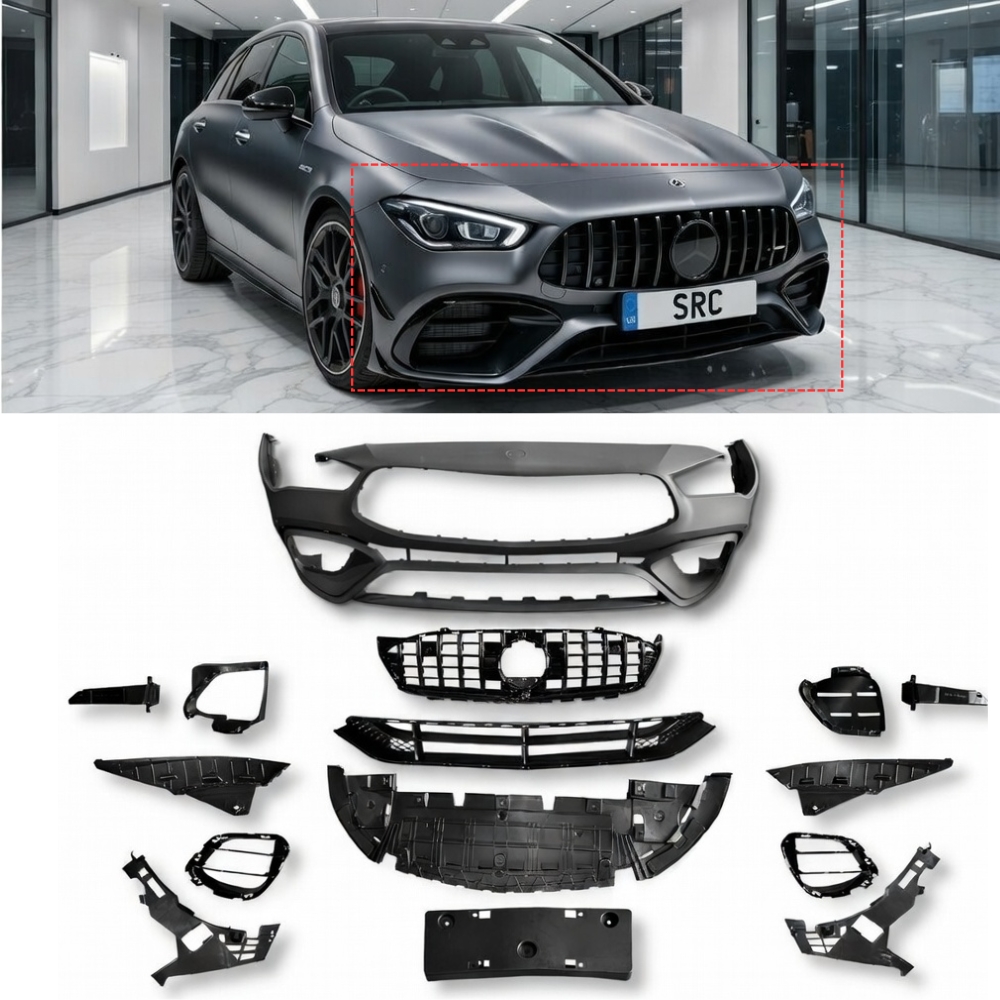 Mercedes CLA C118 W118 CLA45 AMG Style Front Bumper Body Kit with GT Grille Primed 2019+